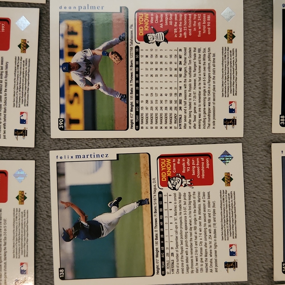 Vintage 1998 Upper Deck Royals Baseball Trading Cards - Picture 15 of 16